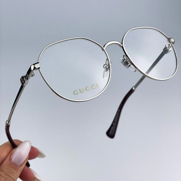Gucci GG1145O 002 EyeglassesSilver Oval Metal Women